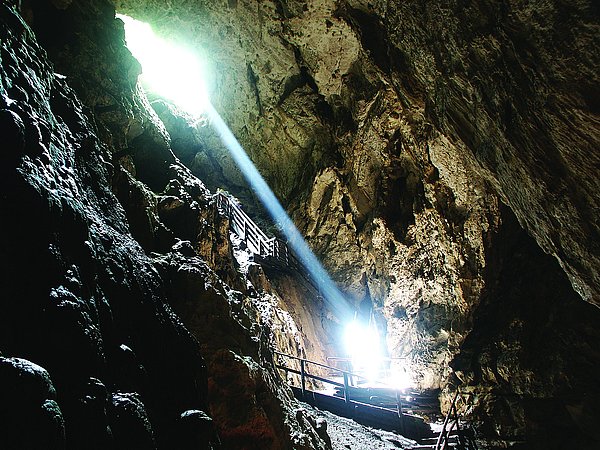 Die Ötscher Tropfsteinhöhle im Naturpark Ötscher Tormäuer. Eine Expedition in das mystische Land der Stalagmiten und Stalaktiten verspricht zahlreiche Besonderheiten. Hier sieht man die 500 Meter Lange Ötscher Tropfsteinhöhle. Hier entdeckt man eine Vielzahl an bizzaren Gesteinsformationen.